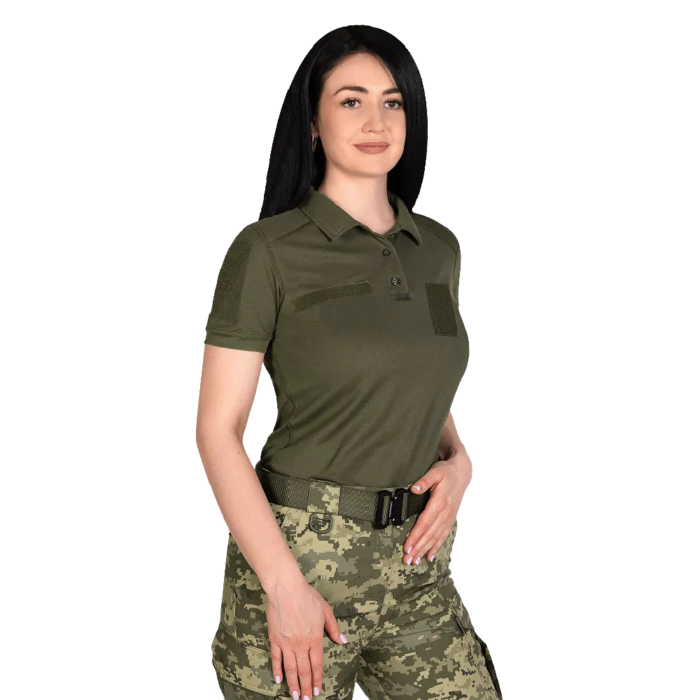 Поло женское тактическое Pani Army ID LT Camotec. Олива