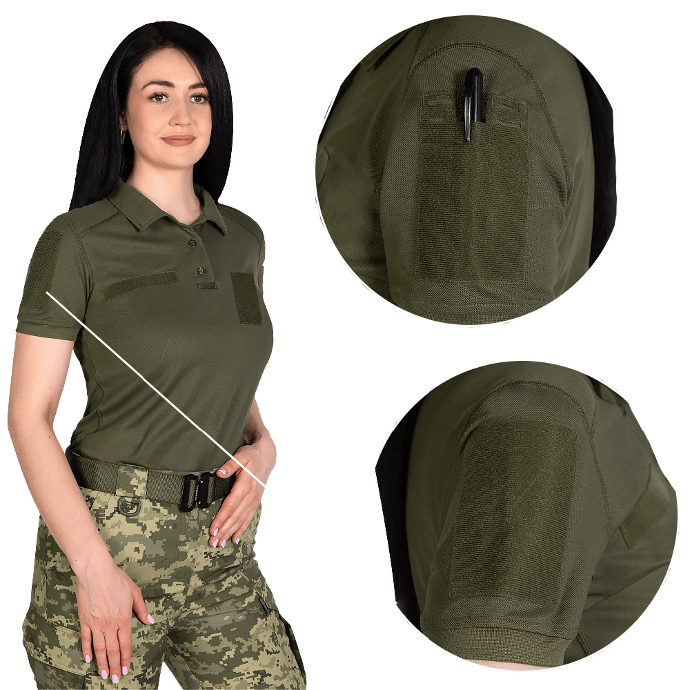 Поло женское тактическое Pani Army ID LT Camotec. Олива 3