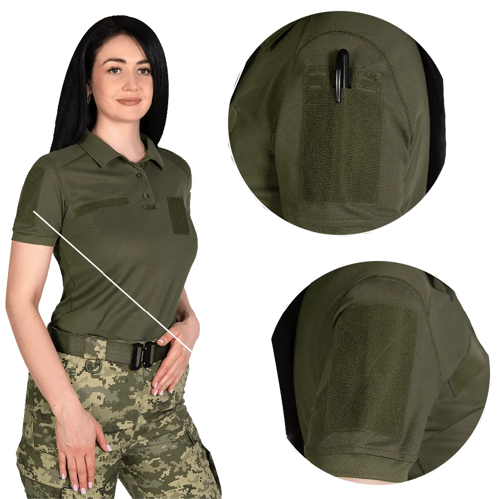 Поло женское тактическое Pani Army ID LT Camotec. Олива 3