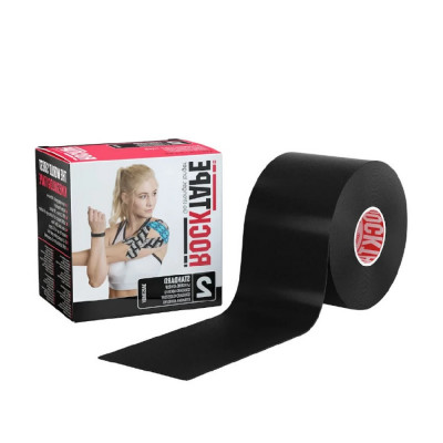 Кинезио тейп RockTape Standart. Эластичная лента 5 см х 5 м. Черный