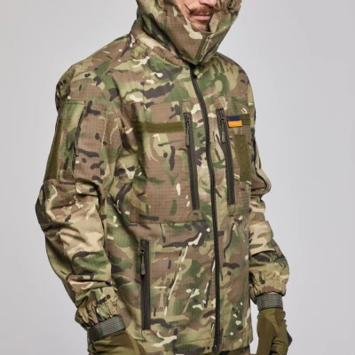 Військова куртка ЗСУ з капюшоном без планки. Армований Rip-Stop. Мультикам