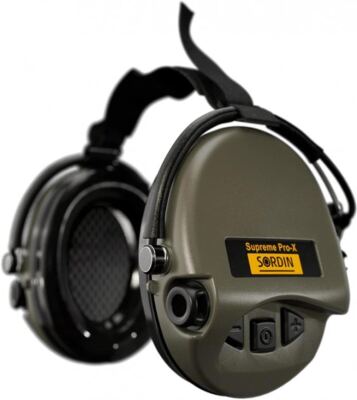 Активные наушники для стрельбы Sordin Supreme Pro-X Neckband Olive с задним держателем под шлем (76302-X-S)
