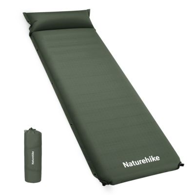 Самонадувний матрац Naturehike CNK2450WS020 з подушкою 200х63х10 см темно-зелений