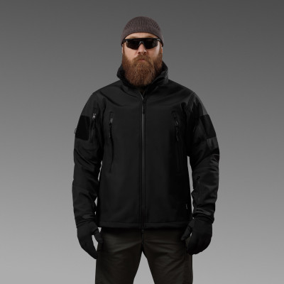 Куртка тактична Softshell Hawk Jacket. Захист від вітру та вологи. Чорний
