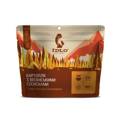 Картопля з веганськими сосисками ЇDLO, 90 г (сухий сублімований продукт швидкого приготування)