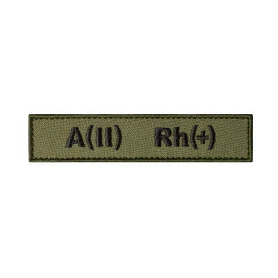 Шеврон (нашивка) група крові A(II) Rh(+), 2.5 х 12.5 см. Олива