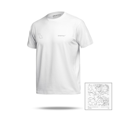 Базовая футболка Ukrarmor Military T-Shirt. Авдеевка. Топографическая карта. Хлопок, белый