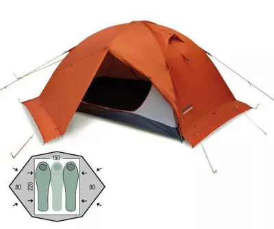 Палатка Pinguin Gemini 150 Extreme Snow 3 (На 3 особи) – Оранжевый
