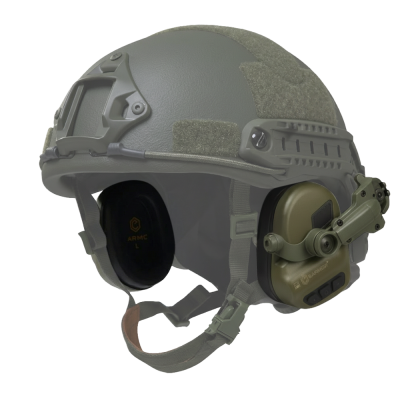 Активні навушники Earmor M31 Plus з наголів’ям та кріпленням на шолом. Олива