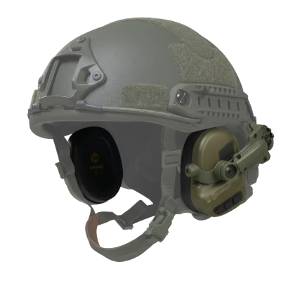 Активні навушники Earmor M31 Plus з наголів’ям та кріпленням на шолом. Олива