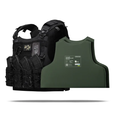 Боевой бронежилет IBV-1 (1 класса). Вес 3.1 кг. Увеличенная площадь защиты. Черный. S/M