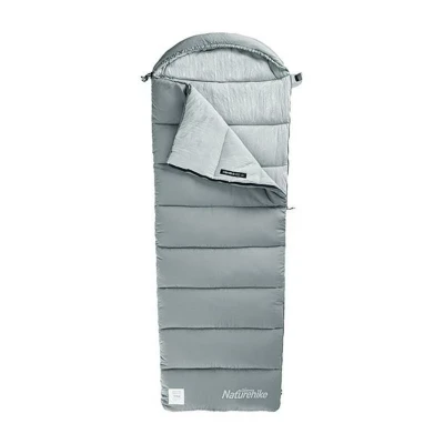 Спальник с капюшоном с обычным мешком для хранения Naturehike M400 (от 1°C до -18°C), левый. Серый