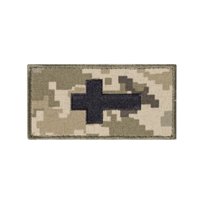 Погон ЗСУ капелан (чорна нитка, на липучці), 10 x 5 см. Піксель (мм-14)