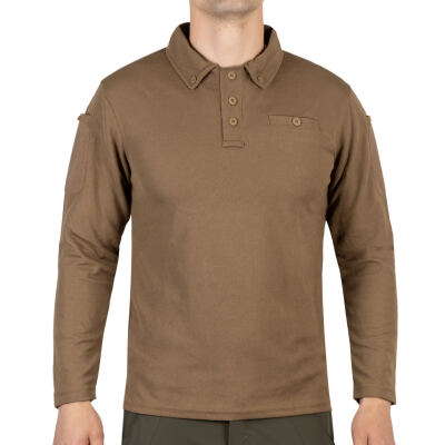 Футболка Поло тактическая с длинным рукавом "Tactical Long Sleeve Polo Shirt Quick Dry" DARK COYOTE