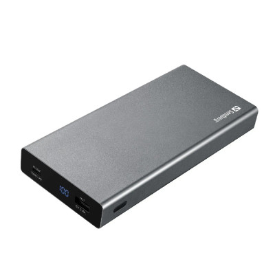 Повербанк Sandberg Powerbank USB-C PD 100W 20000 mAh, 74 Wh (Li-Ion). Сірий