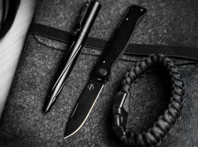 Ніж Boker Atlas All Black, клинок 67 мм, сталь Sandvik 12C27