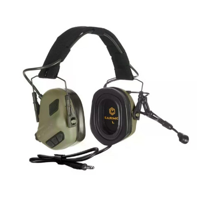 Активні навушники Earmor M32X Plus, з кріпленням на шолом та наголів'ям. Олива