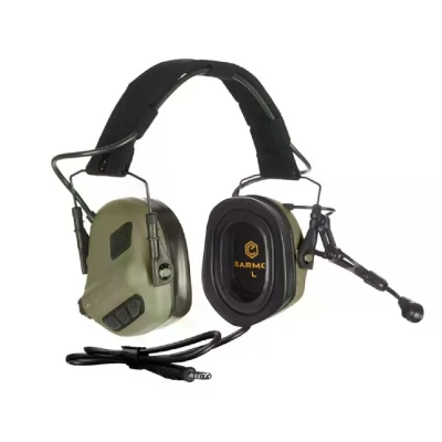 Активні навушники Earmor M32X Plus, з кріпленням на шолом та наголів'ям. Олива