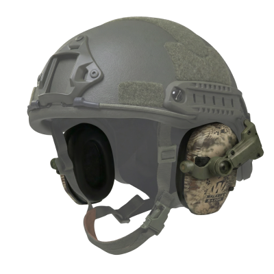 Активні навушники Walker's Razor Slim з кріпленням на шолом та гелевими амбушюрами. Kryptek