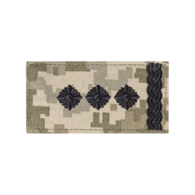 Погон ВСУ полковник (черная нить, на липучке). Пиксель (мм-14)