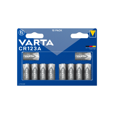 Батарейка литиевая Varta CR123A U-1 Lithium, 3V, емкость 1500 мАч, 10 шт