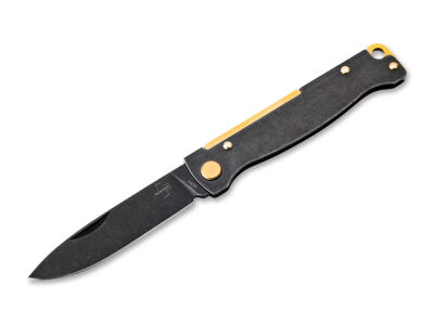 Ніж Boker Нiж Atlas Black Stonewash Brass, клинок 72 мм, сталь Sandvik 12C27
