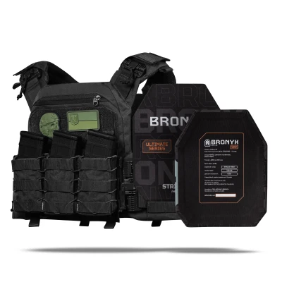 Бронежилет збільшений 3 класу (PRO) L. Вага 3.4 кг. Поліетиленові плити 1.14 кг. Чорний