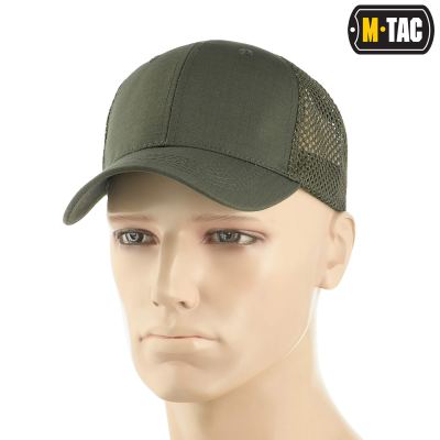 Бейсболка M-Tac Flex ріп-стоп Army Олива з сіткою