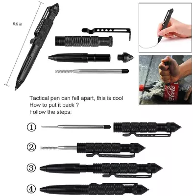 Тактична ручка зі склобоєм Laix B2 Tactical Pen з алюмінію, Чорний