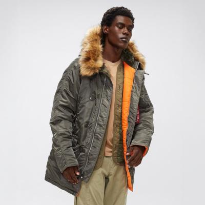 Куртка Alpha Industries N-3B Slim Fit Parka. Сірий