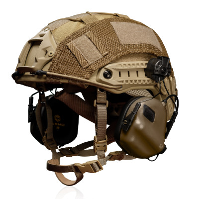 Комплект: шолом Fast кевларовий з навушниками M31H Plus та кавер, L. Койот