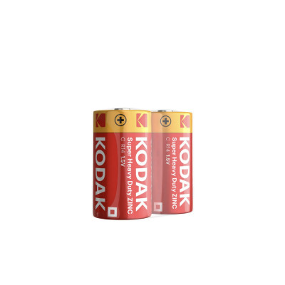 Батарейки Kodak R14 (C), напряжение 1.5V, цилиндрические, солевые, 2 шт.