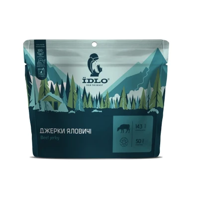 Джерки мясные говяжьи ЇDLO, 50 г (дегидрированный сухой продукт) Джерки мясные говяжьи ЇDLO, 50 г (дегидрированный сухой продукт)