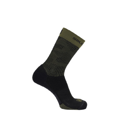 Шкарпетки туристичні Salomon X Ultra MID DX+SX. Колір Black/Olive Night. Розмір M