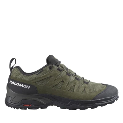 Трекінгові кросівки Salomon X Ward Leather Gore-Tex®. Оливково-чорні Трекінгові кросівки Salomon X Ward Leather Gore-Tex®. Оливково-чорні