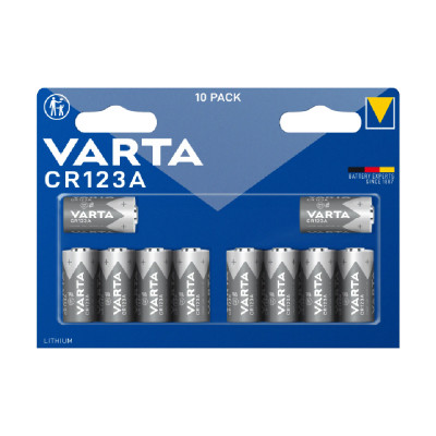 Батарейка литиевая Varta CR123A U-1 Lithium, 3V, емкость 1500 мАч, 10 шт