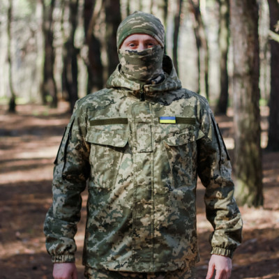 Куртка тактична з капюшоном. Тканина Саржа, піксель (мм-14)