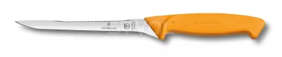 Ніж Victorinox кухонний Swibo Fish Filleting, вузький, гнучкий, для філе, помаранчевий, 16 см, клинок 160 мм, сталь X50CrMoV15