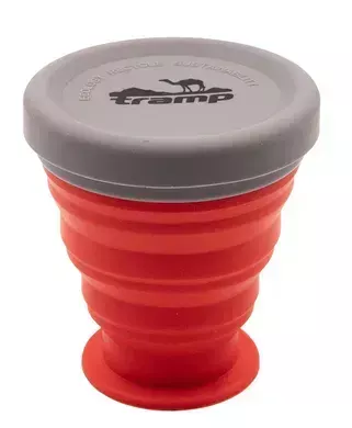Склянка складний Tramp силіконовий з кришкою 200мл UTRC-126, terracota, червона 200 мл