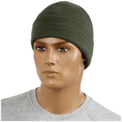Шапка акриловая тонкой вязки "Beanie Cap" Olive