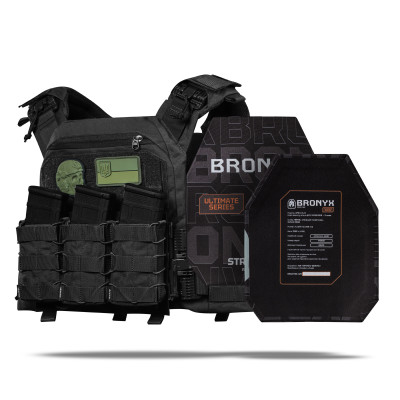 Бронежилет увеличенный 3 класса (PRO) XL. Вес 3.7 кг. Полиэтиленовые плиты 1.29 кг. Черный