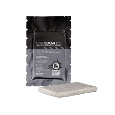 Бинт гемостатический SAM® Chitosam 100 для тампонады, 7.6 см x 1.82 м, серый