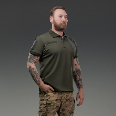 Футболка-поло тактическая Ukrarmor Polo Reflex. Cotton. Цвет Хаки