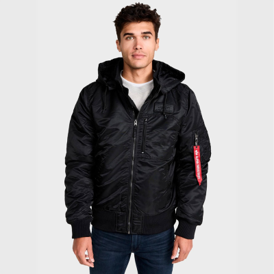 Куртка Alpha Industries MA-1 Hooded Rib Bomber. Чорний