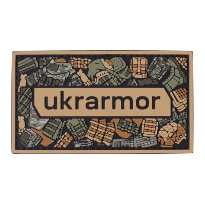 Патч (шеврон) с надписью Ukrarmor, на липучке, цветной. Мягкий ПВХ пластик