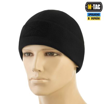 Шапка M-Tac Watch Cap Elite фліс (320г/м2) з липучкою Чорна