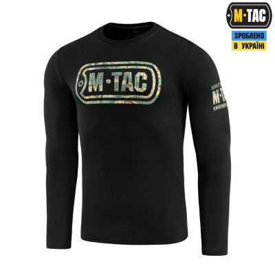 Футболка M-Tac Logo довгий рукав Чорна, black, чорний