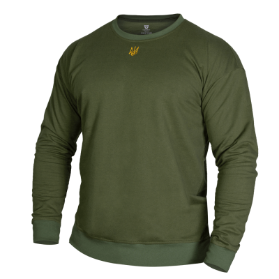 Світшот Basic Cotton Олива (золотий тризуб)