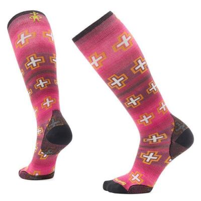 Шкарпетки жіночі Smartwool Women's Ski Zero Cushion Paths Crossed Print OTC, Power Pink