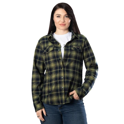Рубашка женская Pani «Буревій» (Logo Tan), Camotec. Lime Green/Navy
